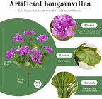 Bougainvillea Artificial Faux Bougainvillea Outdoor 4 Pack Fake Bougainvillea Hanging Flowers Artificial Bougainvillea for Indoor Home Porch Garden Decor Spring Flowers No Vases(Dark Purple) - Image 2