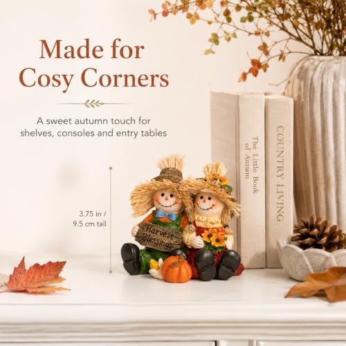 Hodao Thanksgiving Decorations Indoor Fall Scarecrow Couple Resin Figurine - Image 4