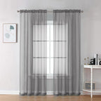 Charcoal Grey Sheer Curtains 78 Inches Long 2 Panels by OVZME