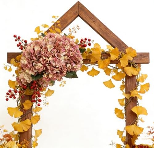 Kimura's Cabin 6pcs Fake Hydrangea Vintage Artificial Flowers, Fall Pink - Image 6