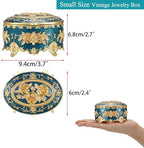 Hipiwe Vintage Metal Jewelry Box - Oval Trinket Ring Case with Gold Rose - Image 4