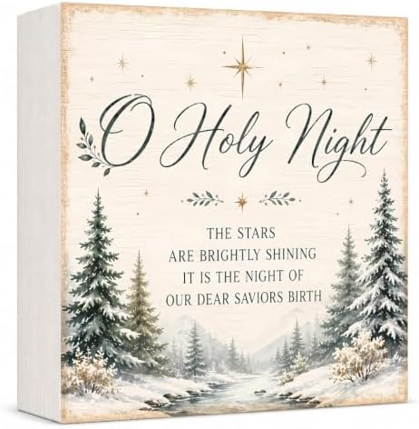 Christmas O Holy Night Sign Decorations Wood Box Sign by GUDIO