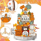 Fairysandy 21 Pcs Fall Tiered Tray Decor, Thanksgiving Table Sign, Pumpkin - Image 5