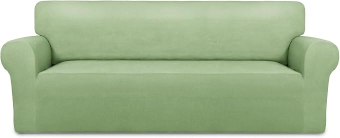 PureFit Stretch Oversized Couch Covers Fleece Sofa Slipcovers Sage Green | by PureFit
