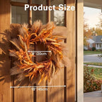 Perfnique Fall Wreath for Front Door, 18'' Autumn Wreath for Door Decor, Faux Pampas Wreath for Fall Decor, Boho Wall Decor, Farmhouse Pampas Grass Garland for Home Outdoor Thanksgiving Decoration - Image 3