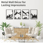 LONGKING 4 Pack Metal Wall Art, Mountain Iron Wall Sculpture, Art Wall Décor for Office, Dining Room, Living Room, Bedroom (Black, 17 x 12 in) - Image 4