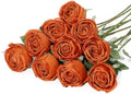 Coferset 10 Pcs Fake Silk Roses with Long Stems,Burnt Orange by Coferset