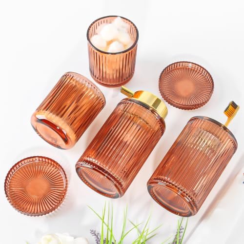 4pcs Brown Glass Bathroom Accessories Set - Image 6
