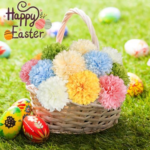 Tinsow 12 pcs Artificial Flowers Easter Faux Ball Chrysanthemum Bouquet Flowers Wedding Bouquet for Spring Home Garden Party Wedding Decoration (Mixed Color) - Image 3