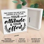 Inspirational Wooden Box Sign, Your Attitude & Your Effort, Motivational Home Office Desk Decor, Encouragement School Classroom Decoration, Positive Gifts for Women Men Coworkers Student - Image 2