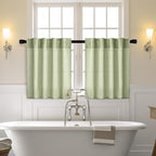 MIULEE Sage Green Kitchen Curtain 30 Inches Length 2 Panels Farmhouse | - Image 2