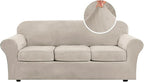 H.VERSAILTEX Modern Velvet Plush 4 Piece High Stretch Sofa Slipcover Sofa Cover by HVERSAILTEX