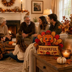 Thanksgiving Turkey Decor, Pumpkin Farmhouse Fall Sign, Wooden Thanksgiving Table Decorations for Home, Mantel, Office & Indoor, Party Shelf Decor, Vintage Colorful (Thanksgiving Turkey Decor) - Image 5