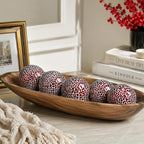 Decorative Glass Mosaic Sphere Balls, 3 Inch Diameter, Set of 5, Table Centerpiece (Red) - Image 2