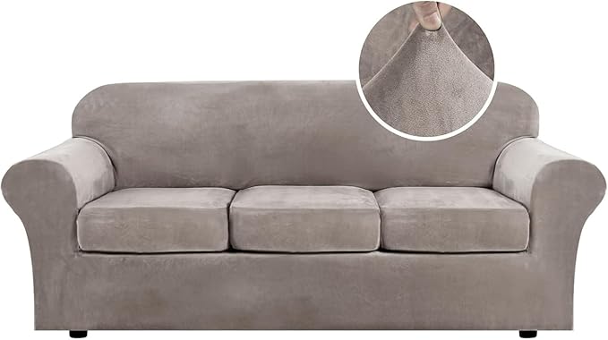H.VERSAILTEX Modern Velvet Plush High Stretch Sofa Slipcover Furniture by HVERSAILTEX