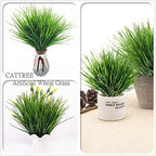 CATTREE Artificial Shrubs Bushes, Plastic Wheat Grass Green Leaves Fake Plants for Indoor Outdoor Home Garden Verandah Kitchen Office Wedding Arrangements Christmas Decoration 8 Pack - Image 3