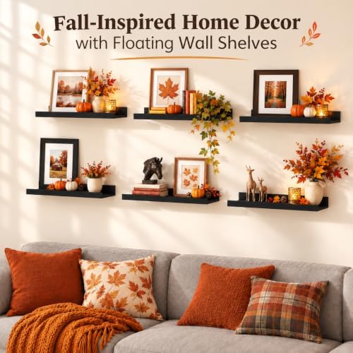 upsimples Floating Shelves for Wall Decor and Storage, Black, 6Pcs 15.7'' - Image 4