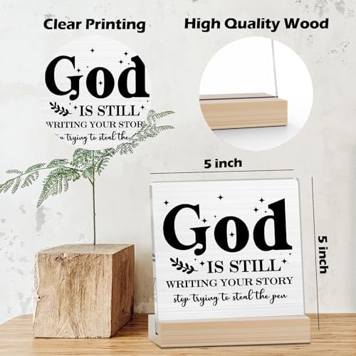 Farmhouse Decor, Acrylic Christian God Home Decorations, Aesthetic Entry Way Table Shelf Decor, Living Room Table Accessories, Boho Office Decorations For Work (07) - Image 2
