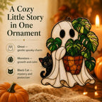 Halloween Ghost Monstera Ornaments, Flat Acrylic Decor, 3.94 Inch - Image 3
