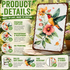 Hummingbird Wall Decor Metal Tin Sign Vintage Hummingbird Floral Wall Art Retro Metal Plaque Farmhouse Country Home Garden Decoration Print Poster Farmhouse Accent Home Decor 8x12 Inch - Image 3