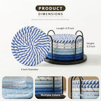 Lazebox Coasters Set of 8 for Drinks, 4 Inch Large Coasters for Coffee Table, Tabletop Protection for Hot & Cold Drinks, Versatile Coasters for Home Decor, Non-Slip & Easy to Clean, Sky Blue - Image 4