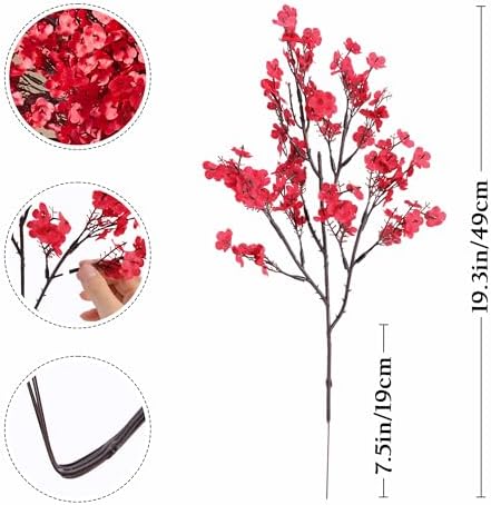 SITUMEIZI 6Pcs Red Artificial Baby's Breath Flowers 19.3 Inch Silk Gypsophila Bundles Real Touch Fake Flowers for Wedding, Home Decor, Fall Centerpieces DIY Floral Arrangement - Image 5