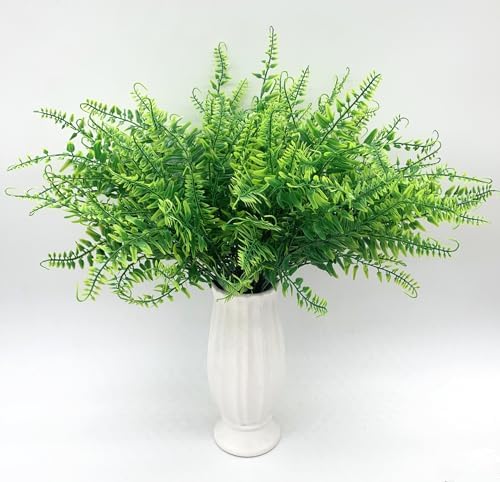 CATTREE Artificial Ferns Shrubs Fake Fern Leaves Boston Grass 8 Pack, Plastic Greenery Plants Bushes for Home Indoor Outdoor Garden Verandah Kitchen Planter Filler DIY Wedding Party Decoration 8 Pcs - Image 2