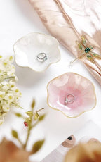 JAMEND CLXP Lotus Leaf Shape Decorative Ring Tray, Small Key Bowl, Ceramic Trinket Tray Jewelry Dish Organizing Necklace Earrings, Home Decoration for Mom Best Friend Sister, Pink. - Image 6