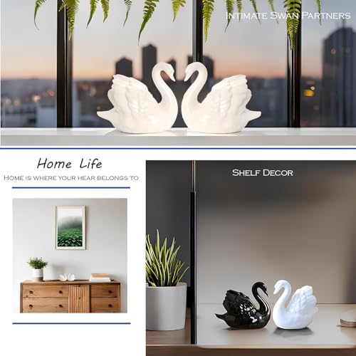 Ceramic Swan Figurine - Modern Minimalist Porcelain Statue Art Decor, Knick Knacks Home Decor for Living Room, Office, Desk, Shelf Decoration (White) - Image 5