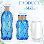 Chuangdi Set of 2 Coastal Glass Flower Vase with Boho Rope, Cobalt Blue - Image 2