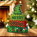 Marsui 4 Pcs Merry Christmas Table Decor Wooden Lime Green Red Block Sign - Image 2