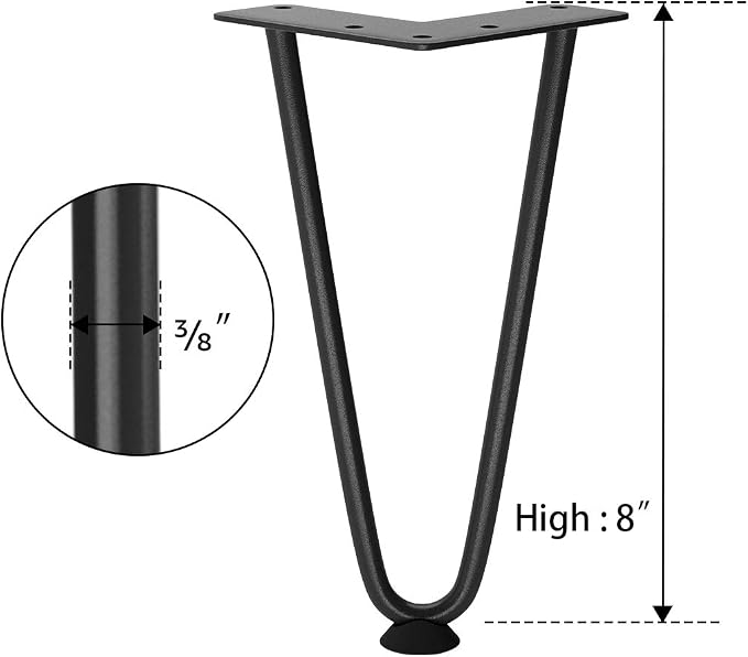 SMARTSTANDARD 8 Inch Heavy Duty Hairpin Furniture Legs, Metal Home DIY Projects - Image 8