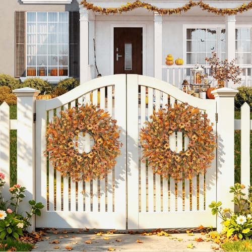 Ghrdopy 24 Inch Fall Wreath Front Door, Artificial Daisy Decor - Image 7