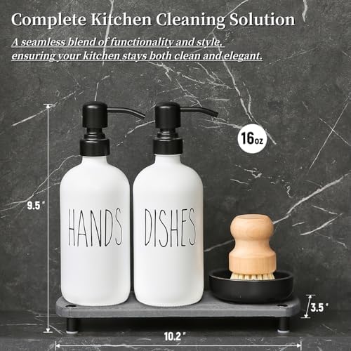 MOMEEMO Soap Dispenser Set Comes with Stainless Steel Pumps, White & Black - Image 2