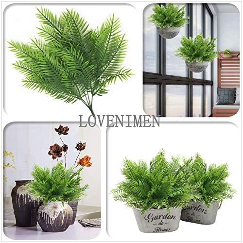 Artificial Ferns Plants, Fake Plastic Fern Leaves Shrubs Faux Plant Bushes for Outdoor Indoor Greenery Grass Home Garden Decor UV Resistant Table Arrangements DIY Decoration Planting Filler - 4 Pack - Image 4