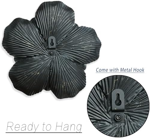 Metal Flower Wall Art Decor, 9" Black Rustic Modern Floral Sculpture - Image 5