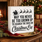 Christmas Decorations May You Never Be Too Grown Up Santa sleigh Wood Sign - Image 3