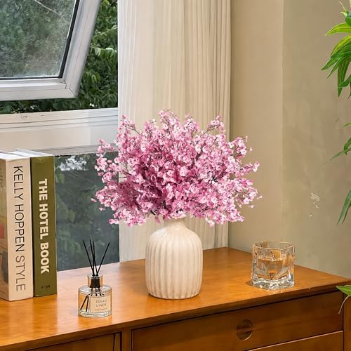 SITUMEIZI 6Pcs Pink Artificial Baby's Breath Flowers 19.3 Inch Silk Gypsophila Bundles Real Touch Fake Flowers for Wedding, Home Decor, Fall Centerpieces DIY Floral Arrangement - Image 4