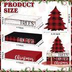 Geelin 4 Pcs Christmas Buffalo Plaid Table Decoration Wood Book Stack Signs - Image 4