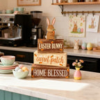 Easter Decorations - Easter Bunny Tiered Tray Decor Set - Wooden Carrot Patch Tabletop Decoration - Rustic Farmhouse Spring Home Decor Indoor for Tiered Tray Shelf Mantel Coffee Table Gift - Spring Home Decor for Living Room, Kitchen Counter - Image 6