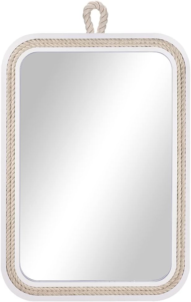 Nautical Rope Mirror Rectangle Wooden 22''Lx16''W White Decorative Mirror - Image 8