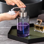 Enra Silver Glass Soap Dispenser, Foaming Hand Bathroom Soap Dispenser - Image 5