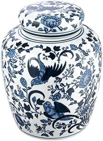 Creative Co-Op Decorative Bird Ceramic Ginger Jar with Lid, Blue and White by Unknown