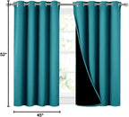 NICETOWN Peacock Teal 100% Blackout Curtains 45 inches Long, 2 Thick Layers - Image 9