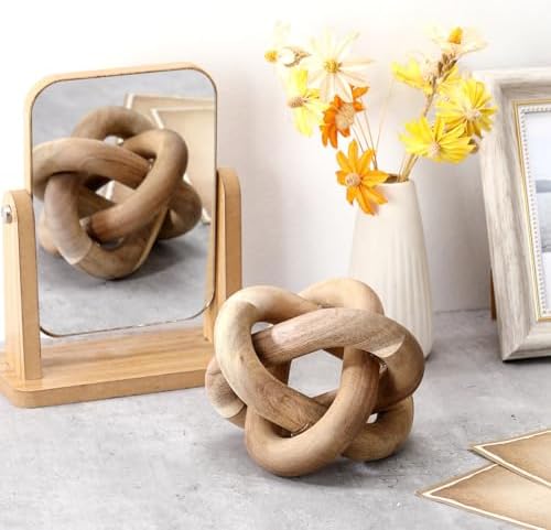Yalikop 3 Link Wood Knot Decor Rustic Table Shelf Accents, Acacia Wood - Image 5