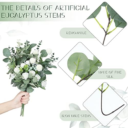 Giegxin 600 Pcs Mixed Artificial Eucalyptus Leaves Stems Bulk Green - Image 3