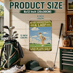 Vintage Golf Metal Sign for Women Never Underestimate A Lady Who Plays Golf Wall Art Poster for Home Clubhouse Man Cave Garage Bar Restaurant Cafe Decor 12x8 Inch - Image 2