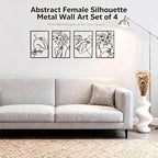 Set of 4 Black Metal Wall Art, Abstract Woman Silhouette Flower Line Art, Modern Minimalist Decor for Living Room Bedroom, Fall Halloween Thanksgiving Christmas Birthday Housewarming Gift for Women - Image 4