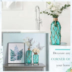 Chuangdi Set of 2 Coastal Glass Flower Vase with Boho Rope, Blue Green - Image 5