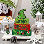 Marsui 4 Pcs Merry Christmas Table Decor Wooden Lime Green Red Block Sign - Image 5